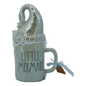 Rae Dunn Mug Little Mermaid Disney Princess Ariel Fin Topper Green New